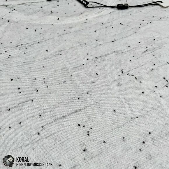 KORAL HIGH/LOW MUSCLE CROP T-SHIRT IN NEPS WHITE & BLACK FLECKED WOMEN’S SIZE XS - Picture 6 of 14